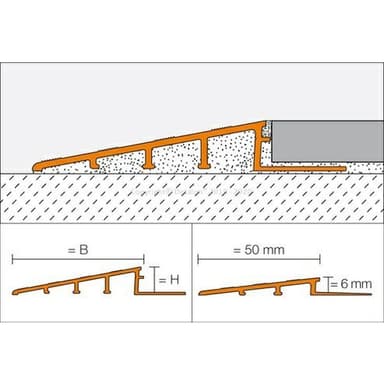 RENO-RAMP-AE Plynulý přechod. H=12,5mm, B=90mm, Hliník elox stříbro mat, délka: 2,5m 4