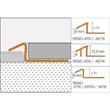 RENO-AETK Plynulý přechod. dlažba/koberec, H=12,5mm, Hl. elox stříbro mat, délka: 2.5m 4