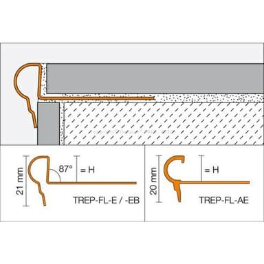 TREP FL-EB Schod.  H=12,5mm, Ušlechtilá ocel V2A broušená, délka: 2.5m 4