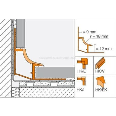 DILEX-HK Dilatace kout dutý požlábek r=18mm PVC, H=12/9mm, - Bílá 3