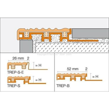 TREP-B Schod. HLINÍK H=12,5mm, vložka Ořech. hnědá 52mm, délka: 2,5m 4