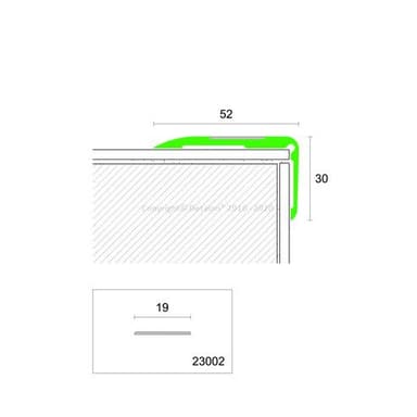 75458 76/F Schod.hrana vrtaná 52x30mm+SW19/Elox zlato/340cm 4