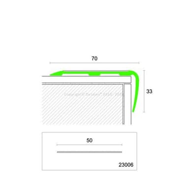64077 80/F Schod.hrana vrtaná 70x33 mm/Elox stříbro/ 340 cm 3