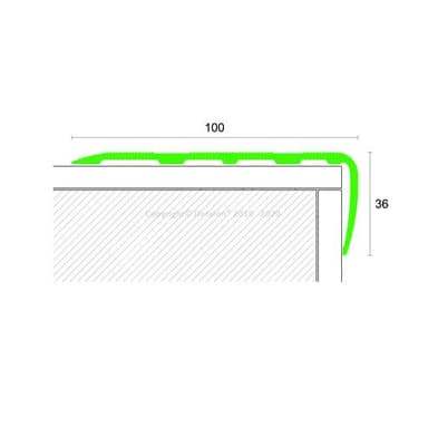 75804 130/F Schod.hrana vrtaná 100x36mm /Elox stříbro/ 270cm 4