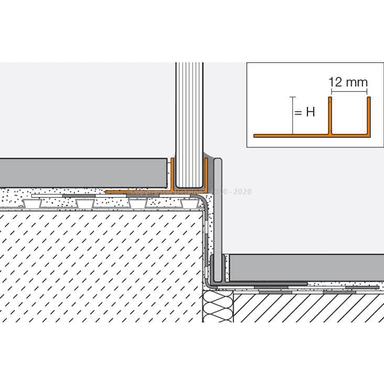 DECO-SG-AE Dekor. profil, hliník stříbrný elox, H=12,5 mm, spára 12 mm, délka 2,5 m, vho 4