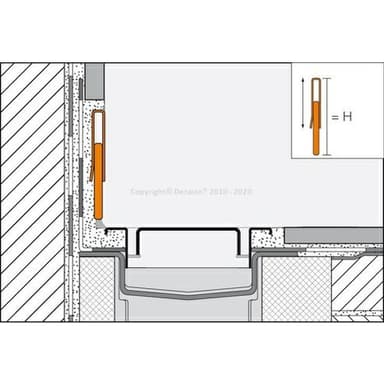 SHOWERPROFILE-RA  2-dílný profil H=33-45mm, Ušlech. ocel V4A broušená, 1,4m 4
